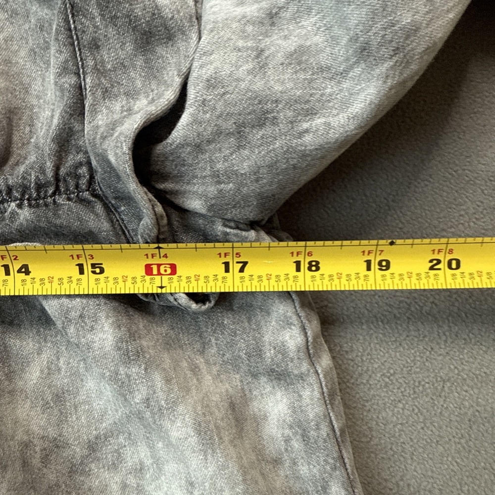 Isabel Marant Étoile Idety Ruffle Denim Cotton Long Sleeve Shirt Gray Women's 38 - Picture 14 of 14